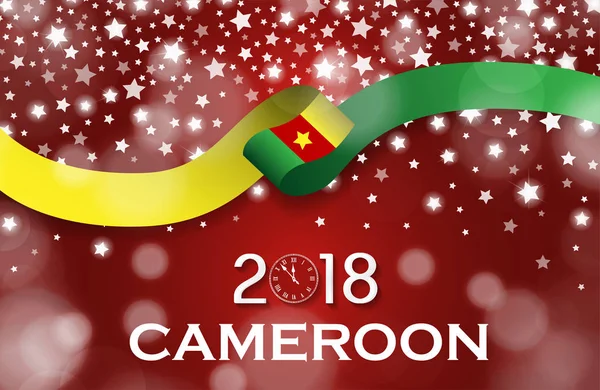 Cameroon New Year 2018 National greeting card luxury style flag ribbon concept — Stock Photo, Image
