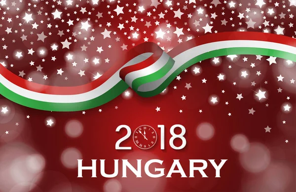 Unkari uusi vuosi 2018 National onnittelukortti ylellisyyttä tyyli lippu nauha käsite — kuvapankkivalokuva