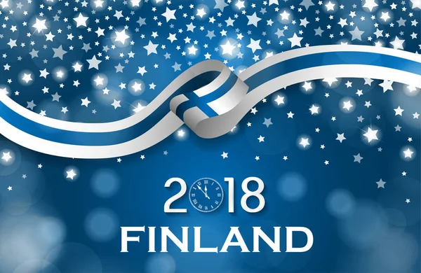 Finlandia Año Nuevo 2018 Tarjeta de felicitación nacional de lujo estilo bandera cinta concepto —  Fotos de Stock