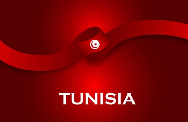Τυνησία πολυτελές στυλ σημαία κορδέλα κλασικό στυλ — Φωτογραφία Αρχείου