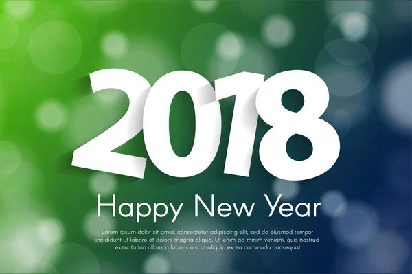 Feliz Ano Novo 2018 conceito de cartão de saudação com papel cortado números brancos. Ilustração vetorial — Vetor de Stock