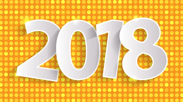 Mutlu yeni yıl 2018 parlak tebrik kartı konseptiyle kağıt cuted beyaz numaraları. Vektör çizim