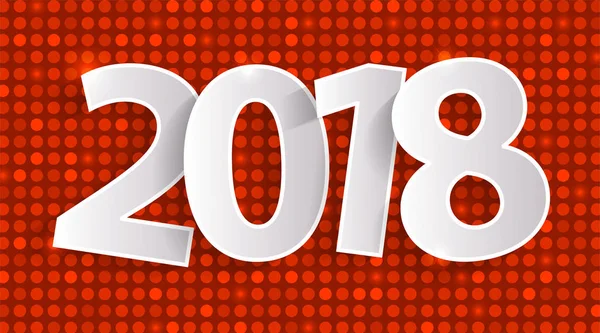 Mutlu yeni yıl 2018 tebrik kartı konseptiyle kağıt cuted beyaz numaraları. Vektör çizim