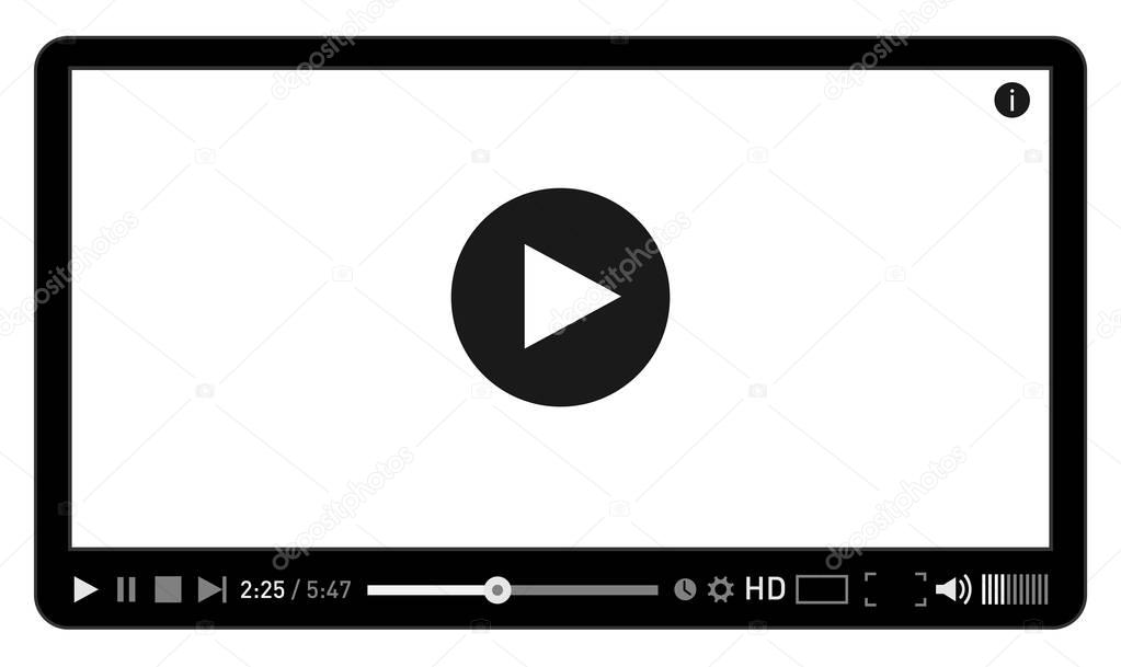 Modern video player design template for web and mobile apps flat style. Vector illustration