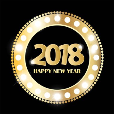 Altın cuted beyaz numaraları ile siyah mutlu yeni yıl 2018 tebrik kartı kavramı. Vektör çizim