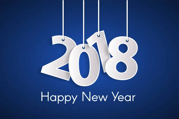 Koncepcja niebieski szczęśliwy Nowy Rok 2018 z numerami pokrojoną biały papier na linach. Ilustracja wektorowa — Wektor stockowy