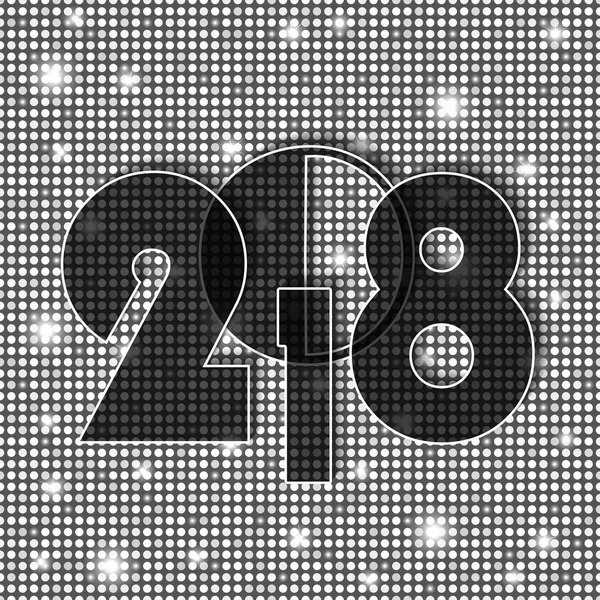 New Year 2018 Concept Silver Shining Rounds Background Vector Illustration — Stock Vector