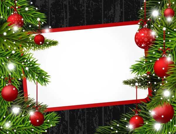 Boże Narodzenie czerwony transparent z czerwone bombki. Ilustracja wektorowa — Wektor stockowy