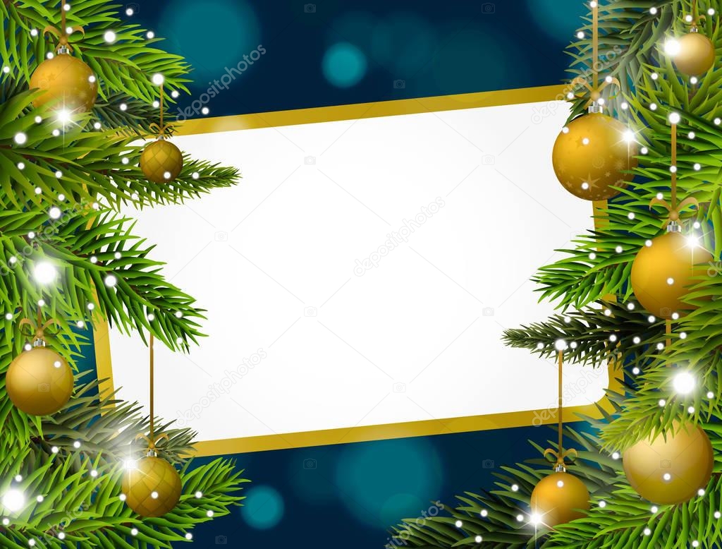 New Year banner with golden Christmas balls. Vector illustration