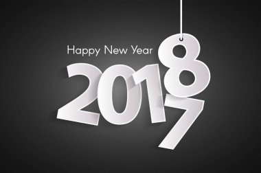 Siyah mutlu yeni yıl 2018 kavramı halatlar üzerinde kağıt cuted beyaz sayılarla. Vektör çizim