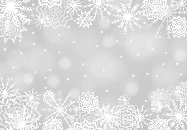 Fondo blanco cayendo nieve. Copos de nieve abstractos. Trueno de invierno. Ilustración vectorial — Vector de stock