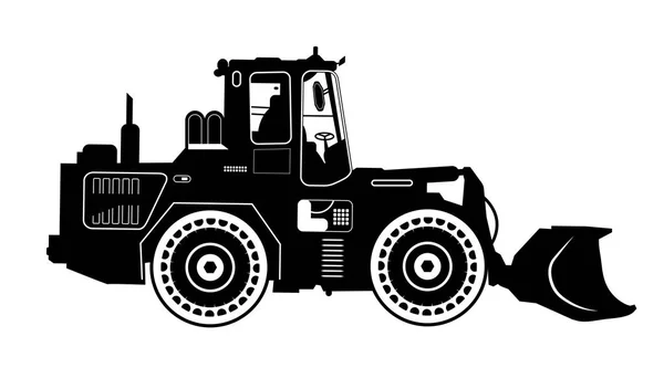 Excavadora detallada tractor de arado de nieve. Ilustración vectorial — Vector de stock