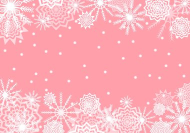  Düşen kar pembe. Kar taneleri soyut. Kış gök gürültüsü. Vektör çizim