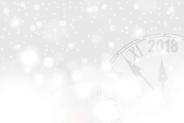 Concepto de Año Nuevo blanco y Navidad 2018 con reloj vintage en estilo blanco. Ilustración vectorial — Vector de stock