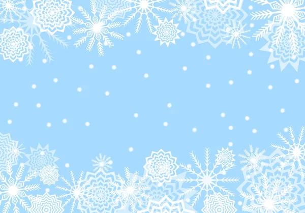 Fondo de nieve azul cayendo. Copos de nieve abstractos. Trueno de invierno. Ilustración vectorial — Vector de stock