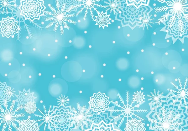 Turquoise falling snow background with flares and sparkles.  Snowflakes abstract. Winter thunder. Vector illustration — Stock Vector