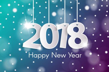 Mutlu yeni yıl 2018 tebrik kartı kavramı halatlar üzerinde kağıt cuted beyaz sayılarla