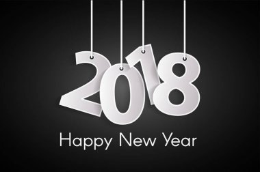 Mutlu yeni yıl 2018 kavramı halatlar üzerinde kağıt cuted beyaz sayılarla