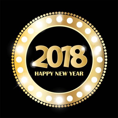 Siyah mutlu yeni yıl 2018 tebrik kartı kavramı altın cuted beyaz numaraları ile