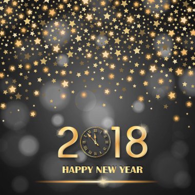 Soyut parlayan sabit yıldız Grey ortam arka plan bulanık. Yeni yıl 2018 kavramı. Lüks tasarım