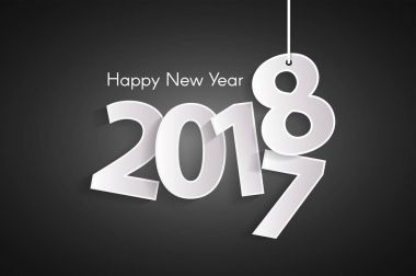 Siyah mutlu yeni yıl 2018 kavramı halatlar üzerinde kağıt cuted beyaz sayılarla