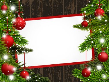 Kırmızı Noel topları ile kırmızı yılbaşı banner