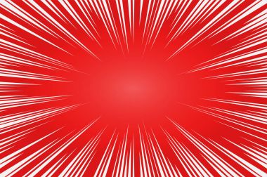 Kırmızı ve beyaz radyal çizgiler çizgi roman tarzı artalanları. Manga eylem, hız soyut