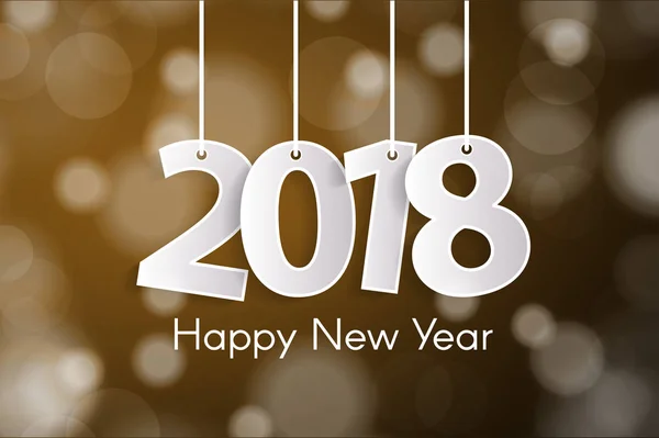 Feliz Año Nuevo 2018 concepto de tarjeta de felicitación con números blancos cortados en papel en cuerdas — Foto de Stock