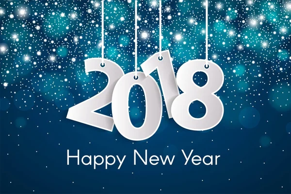 Mutlu yeni yıl 2018 tebrik kartı kavramı halatlar üzerinde kağıt cuted beyaz sayılarla