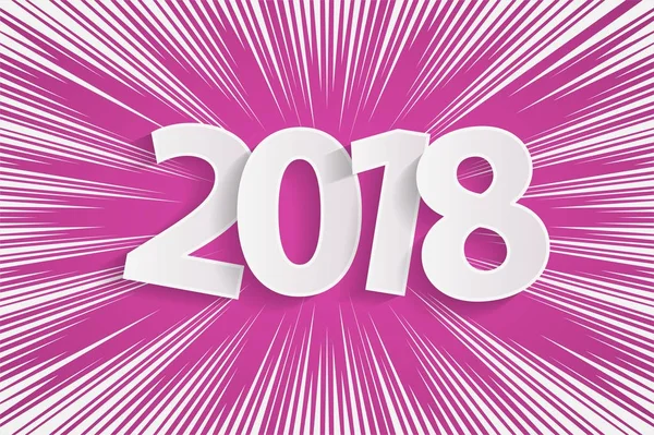 Christmas and New Year 2018 pink card concept on radial lines comics style backround — Stock Photo, Image