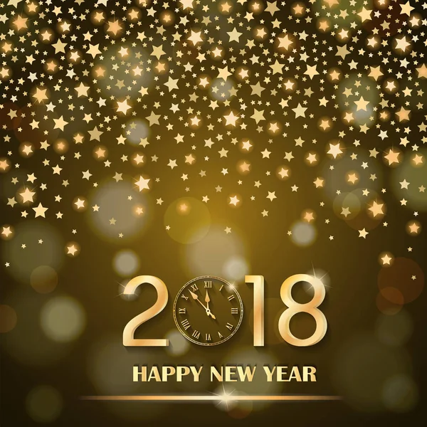 Sabit yıldızlar altın ortam arka plan bulanık üzerinde parlayan soyut. Yeni yıl 2018 kavramı. Lüks tasarım