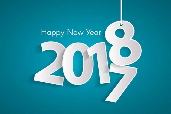 Turquoise Happy New Year 2018 concept met papier cuted witte nummers aan touwen — Stockfoto