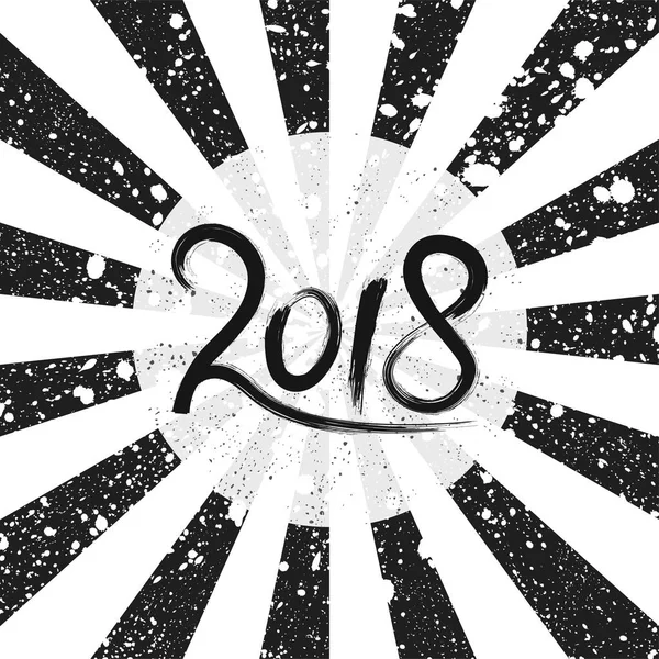 New Year 2018 Hand Drawn Lettering Black White Retro Grunge — Stock Photo, Image