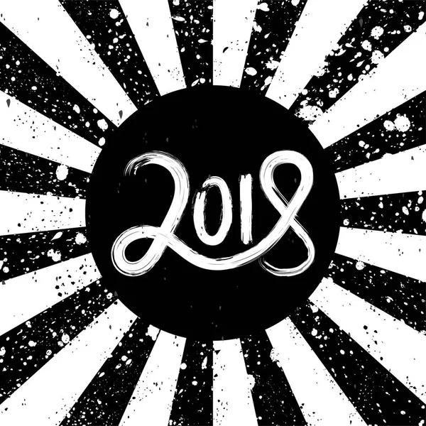 New Year 2018 Hand Getrokken Belettering Zwart Wit Retro Grunge — Stockfoto