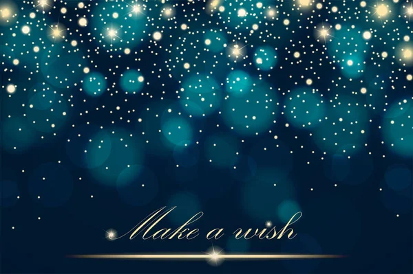 Vector gold glitter particles background effect for luxury greeting rich card. Sparkling texture. Star dust sparks in explosion on blue background