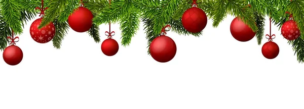 New Year banner with red Christmas balls — Stock Photo, Image