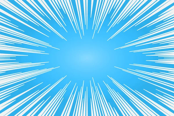 Cyan and white radial lines comics style backround. Manga action, speed abstract — Stock Photo, Image