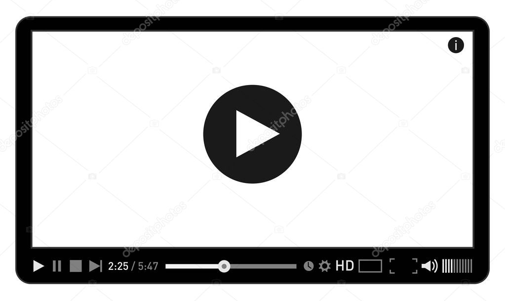 Modern video player design template for web and mobile apps flat style