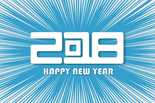 Szczęśliwy Nowy Rok 2018 niebieska karta koncepcja na promieniowe linie komiks stylu backround — Zdjęcie stockowe