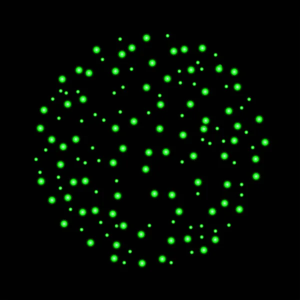 Fogos de artifício verdes isolados em fundo preto. Ilustração vetorial — Vetor de Stock