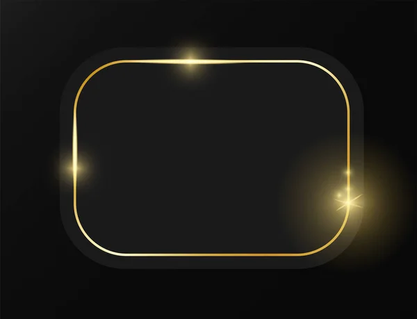 ブラックプレート上のゴールド光沢のある輝くヴィンテージフレーム — ストックベクタ