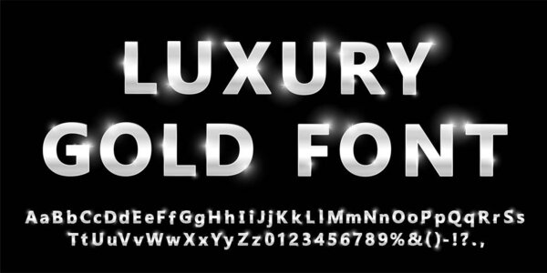 Shiny modern silver font isolated on black