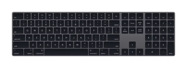 Nowoczesny szary laptop bluetooth klawiatury izolowane — Wektor stockowy