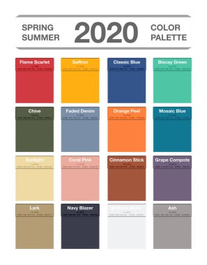 Bahar ve yaz 2020 Renk paleti beyaza