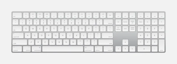Modern silver laptop bluetooth keyboard isolated — 스톡 벡터