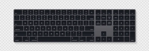 Modern grey laptop bluetooth keyboard isolated — 스톡 벡터