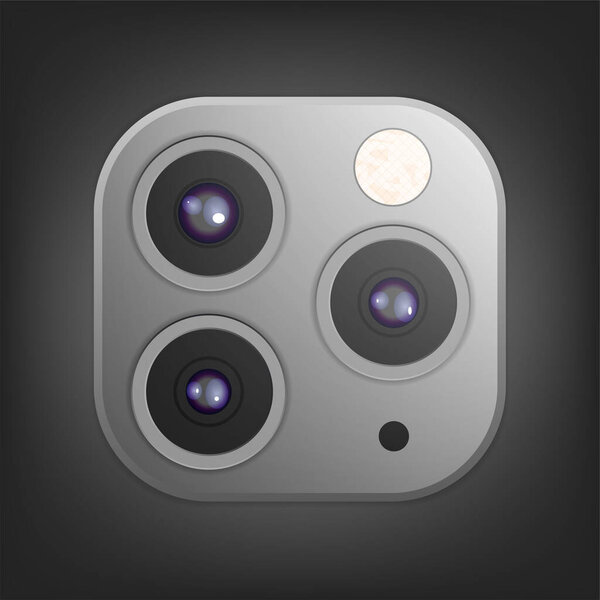 Realistic camera lenses 3D icon isolated