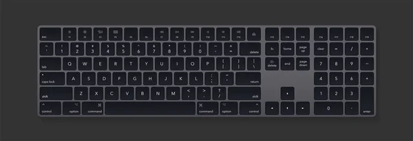 现代黑色笔记本电脑蓝牙键盘隔离 — 图库矢量图片
