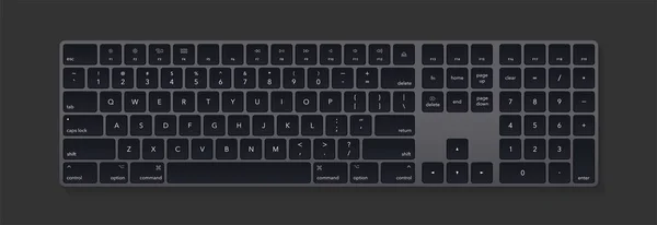 Teclado Bluetooth portátil preto moderno isolado — Vetor de Stock