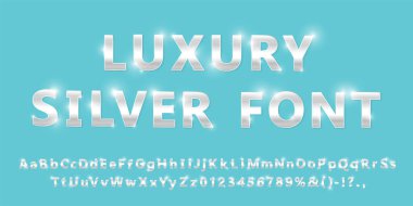 Parlak modern gümüş yazı tipi izole